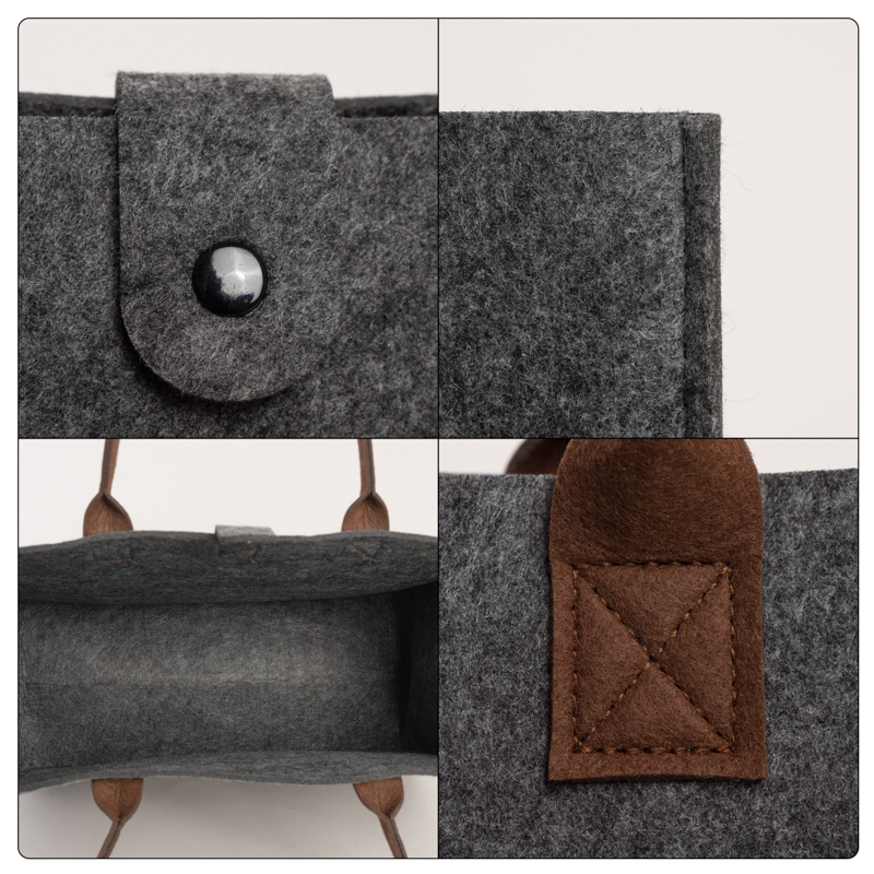 Snap-Closure Felt Shopper Bag