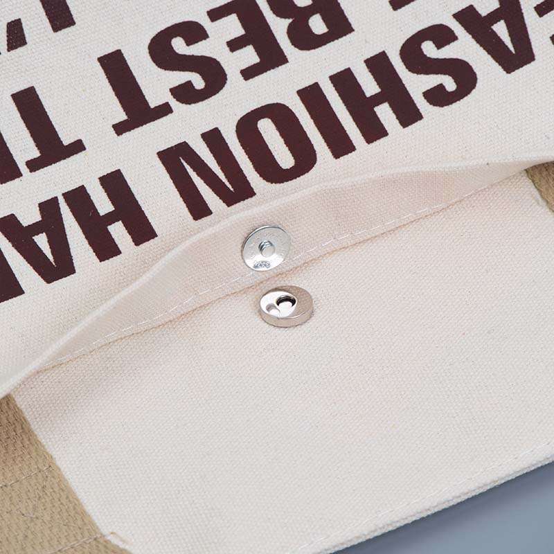 Zip-Top Canvas Tote Bag with Snap Front Pocket