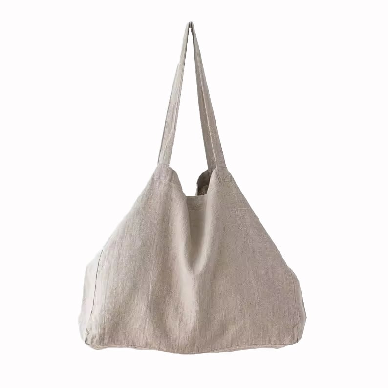 Linen Shoulder Tote Bag