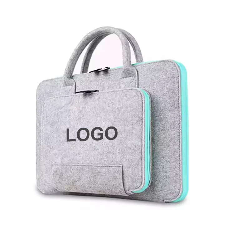 Slim Felt Laptop Sleeve Bag with Handle and Front Pocket