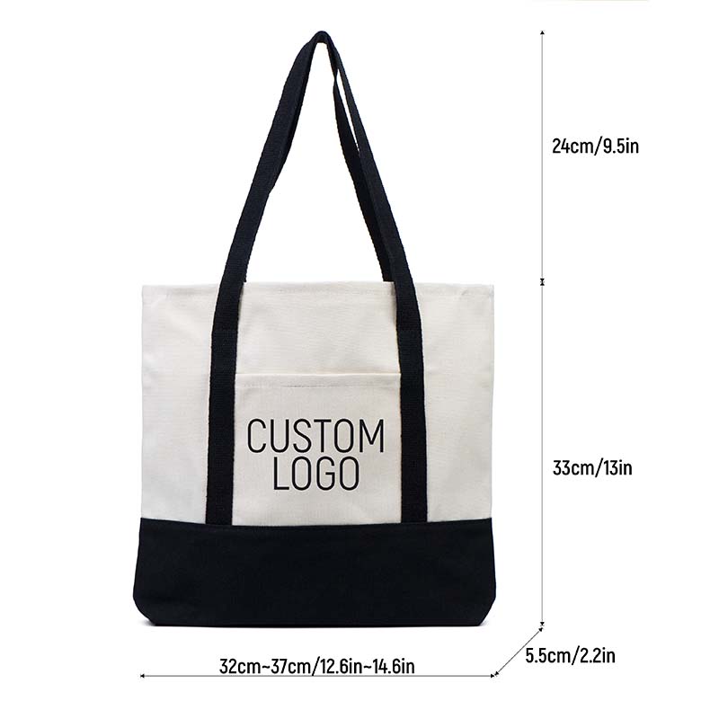 Spliced Color Canvas Tote Bag