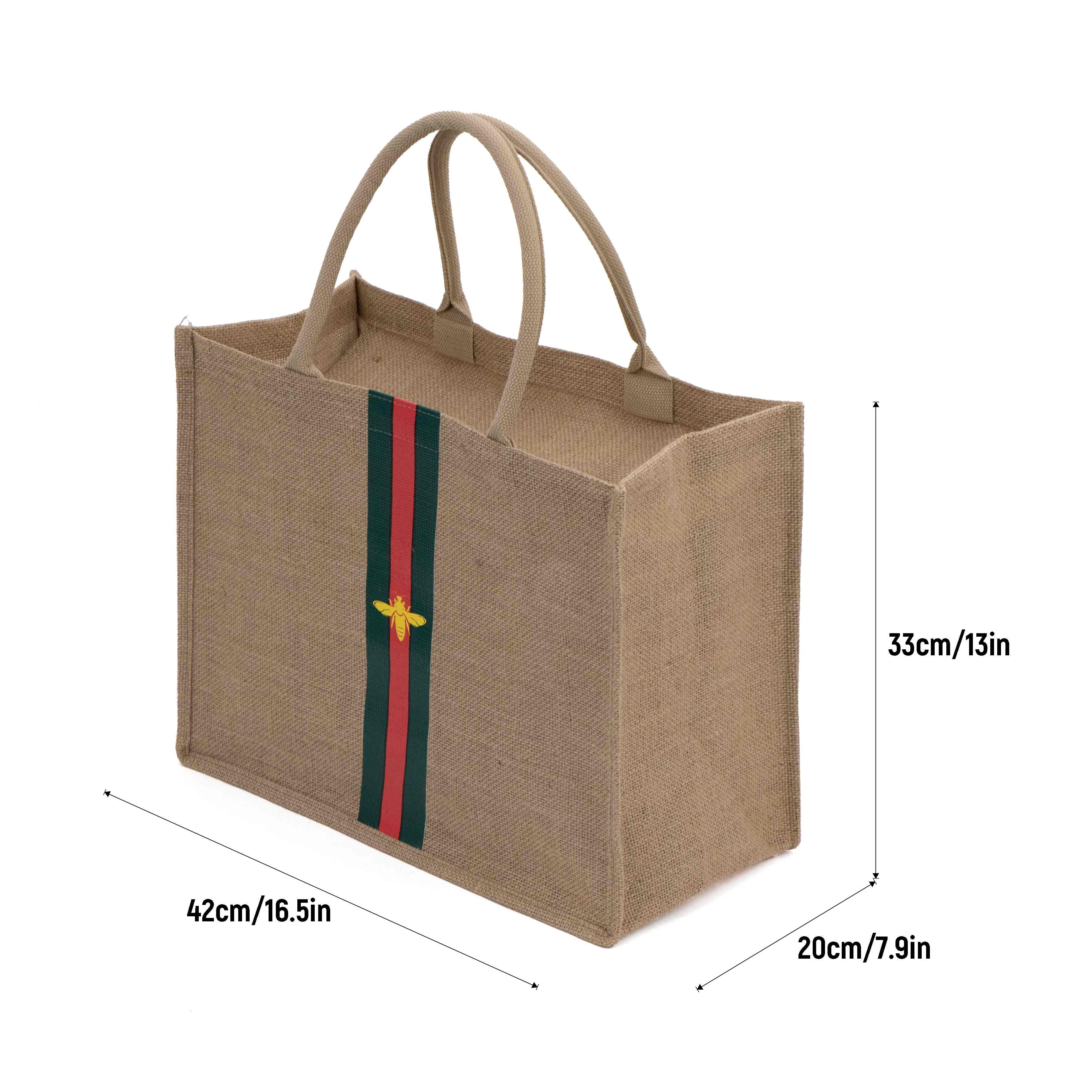 Striped Jute Tote Bag