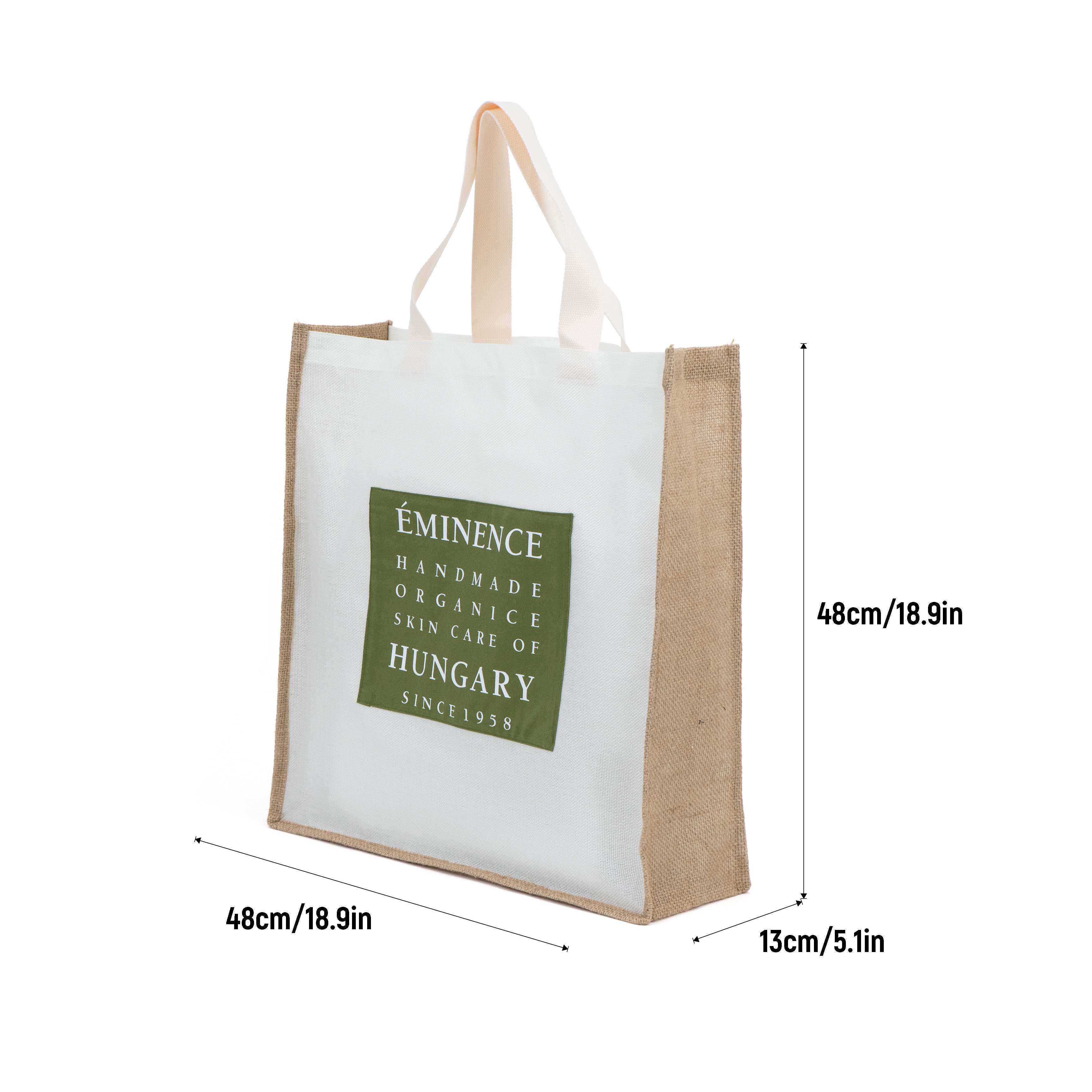 Custom Jute Gusset Tote Bag with Canvas Panels
