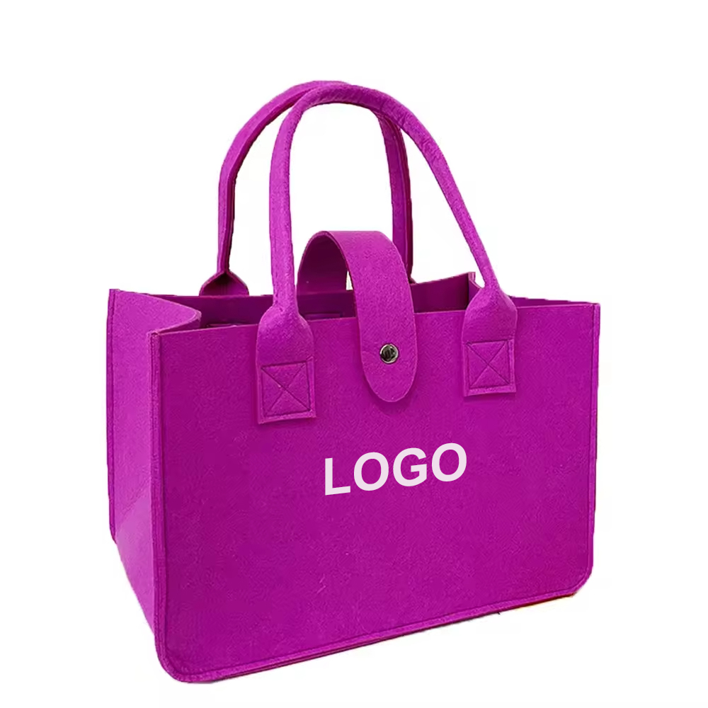Custom Felt Tote Bag with Snap Closure
