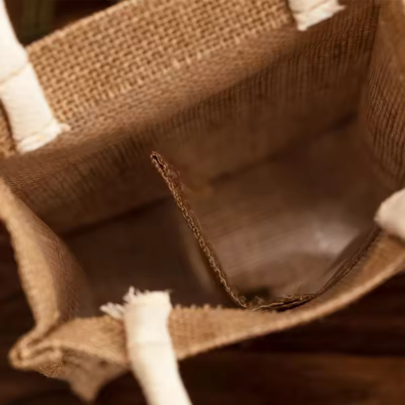 Jute Wine Bottle Gift Bag With Windowed