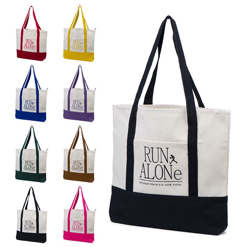 Spliced Color Canvas Tote Bag