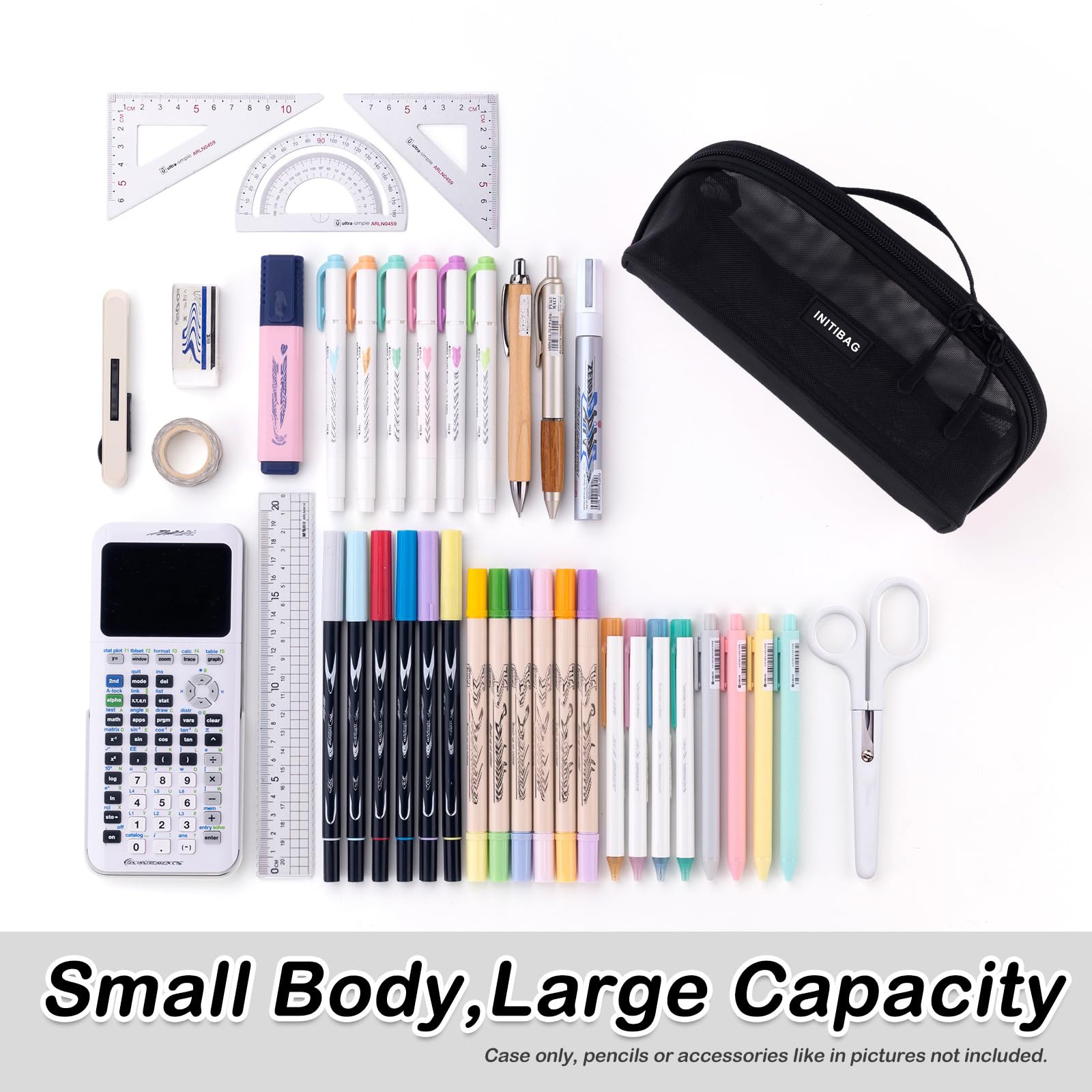 Double-Layer Mesh Stationery Organizer Case