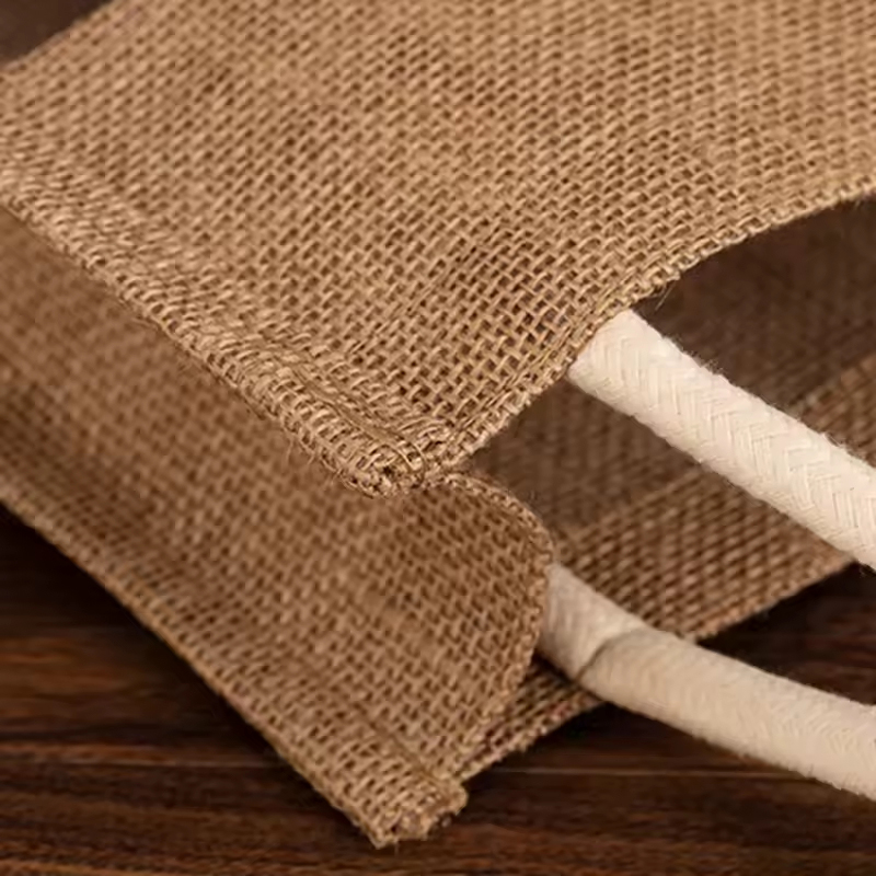 Jute Wine Bottle Gift Bag With Windowed