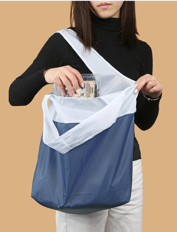Foldable Two-Tone Shopping Tote Bag