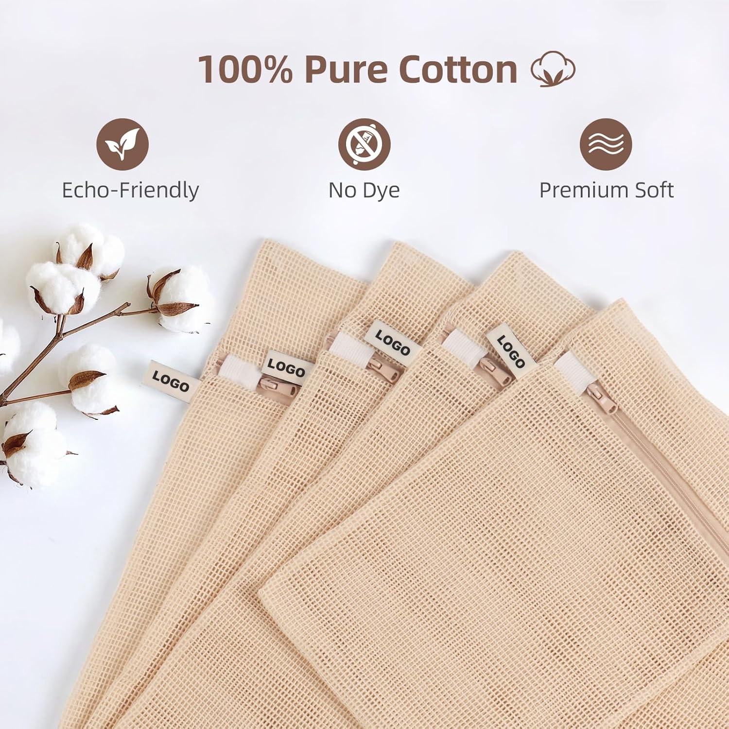 Organic Cotton Mesh Zipper Laundry & Travel Organizer Set