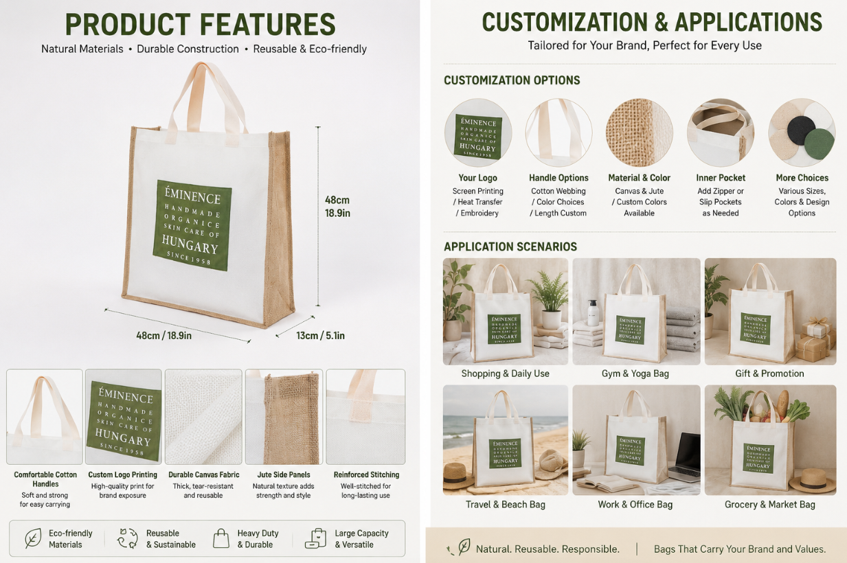 Custom Jute and Canvas Shopping Bags for Retail and Branded Gift Programs