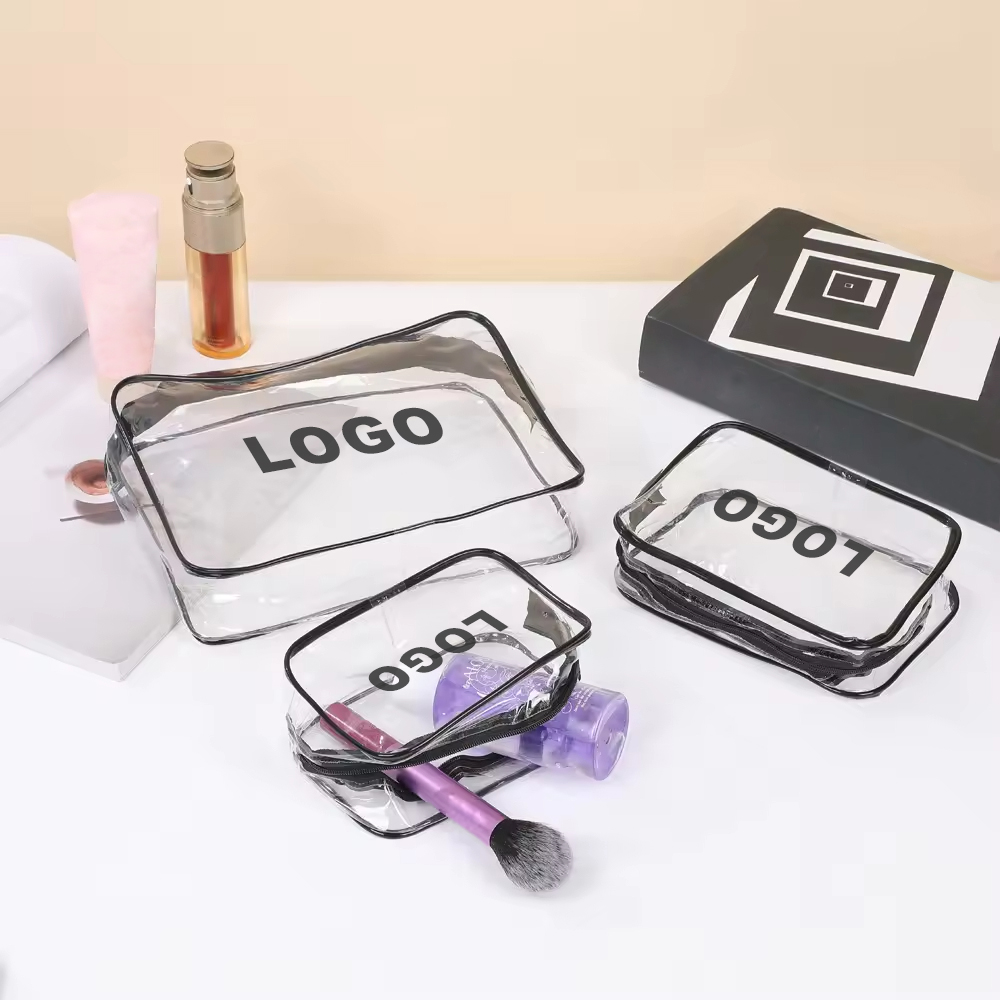 Bosses cosmètiques transparents impermeables personalitzades de PVC
