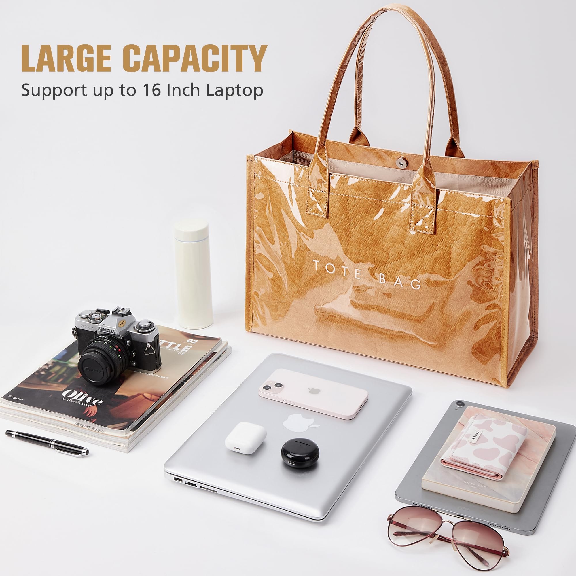 Large Clear PVC Kraft Paper Tote Bag