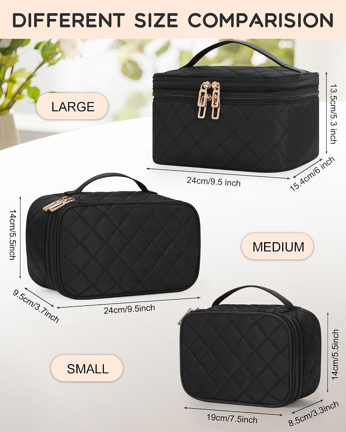 Double-Layer Makeup Bag with Brush Compartment