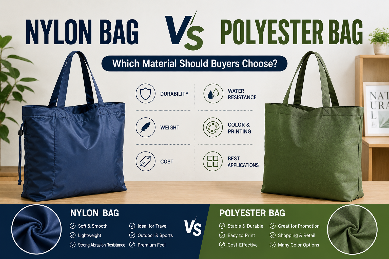 Nylon Bag vs Polyester Bag: Which Material Should Buyers Choose?