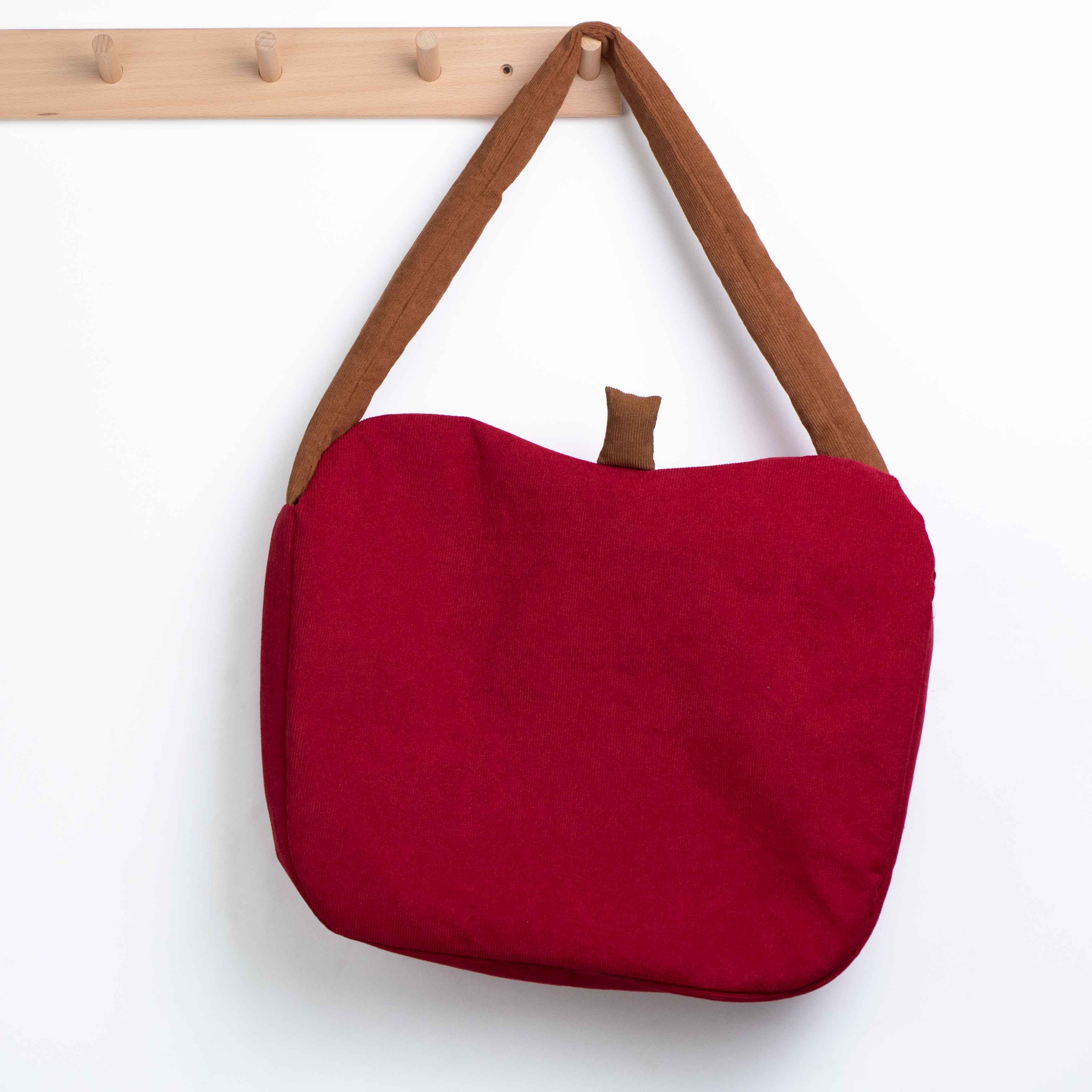 Color-Block Corduroy Shoulder Bag