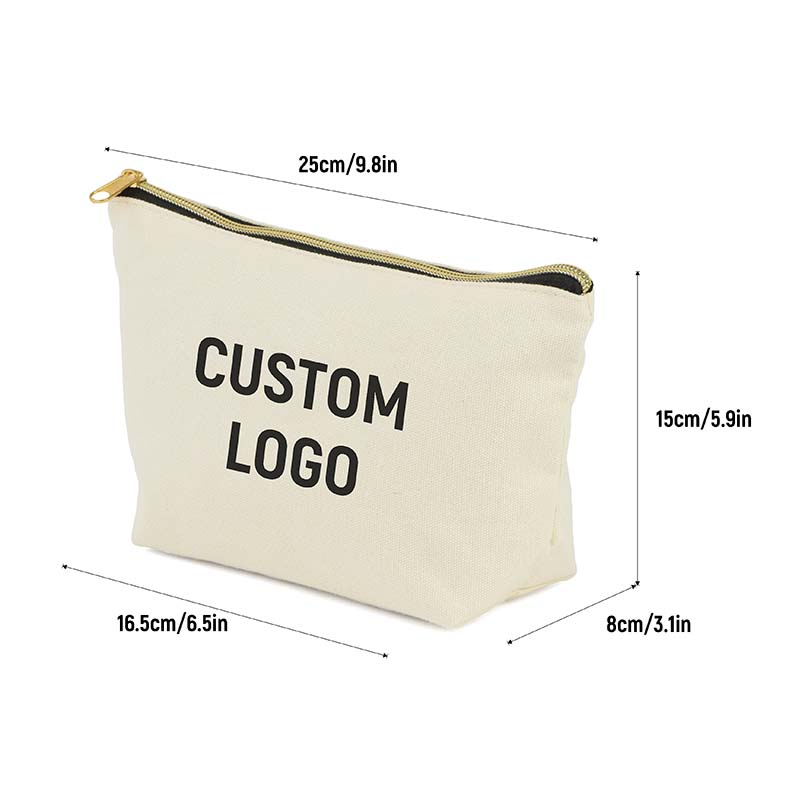Custom Cotton Canvas Cosmetic Bag with Zipper