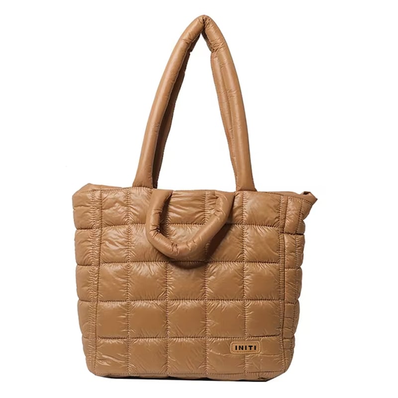 Padded Quilted Tote Bag with Soft Down-Like Texture