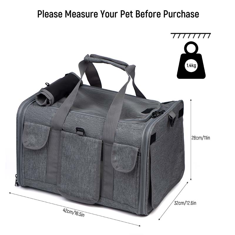 Custom Soft-Sided Pet Carrier Bag with Mesh Windows