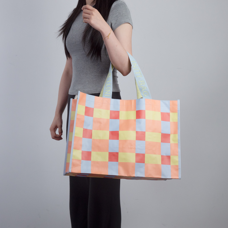 Custom Plaid PP Woven Tote Bag
