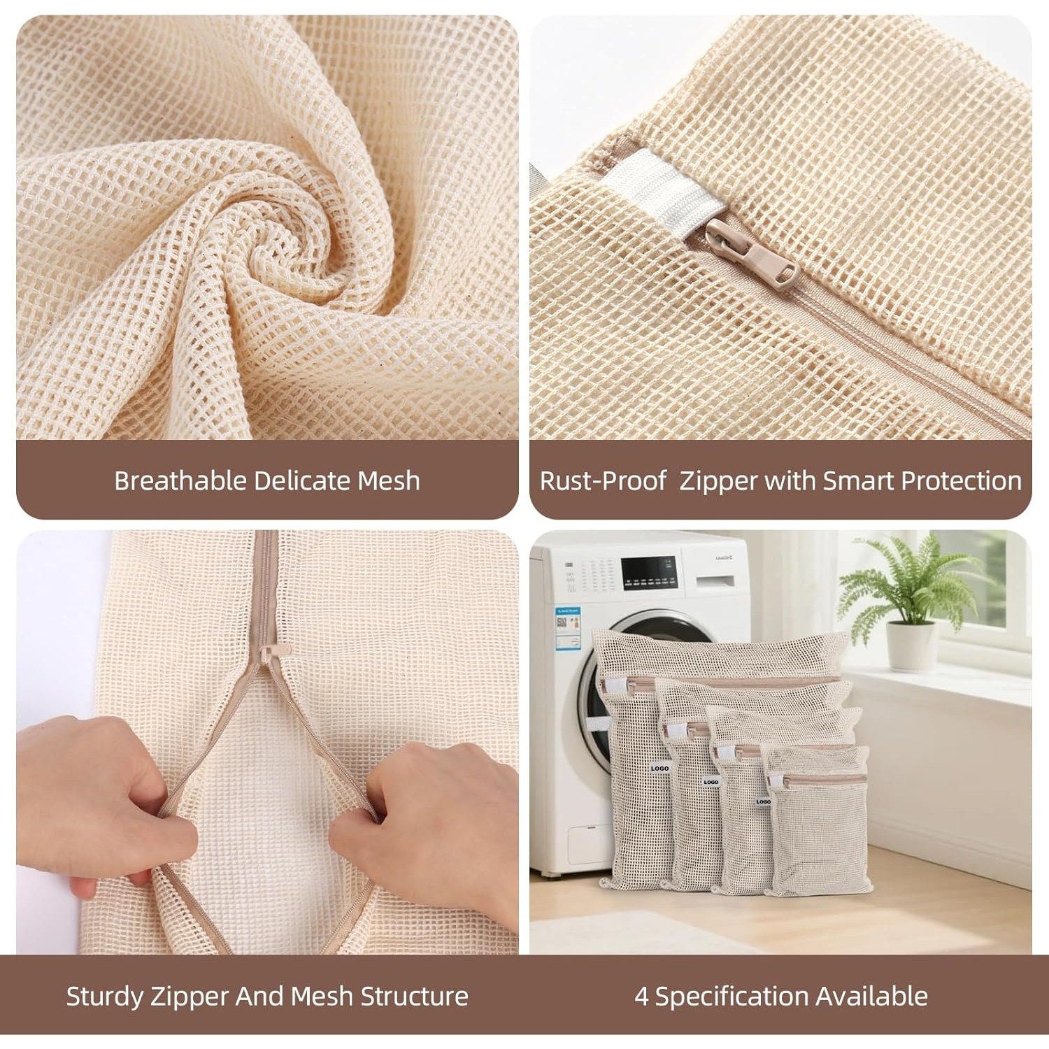 Organic Cotton Mesh Zipper Laundry & Travel Organizer Set