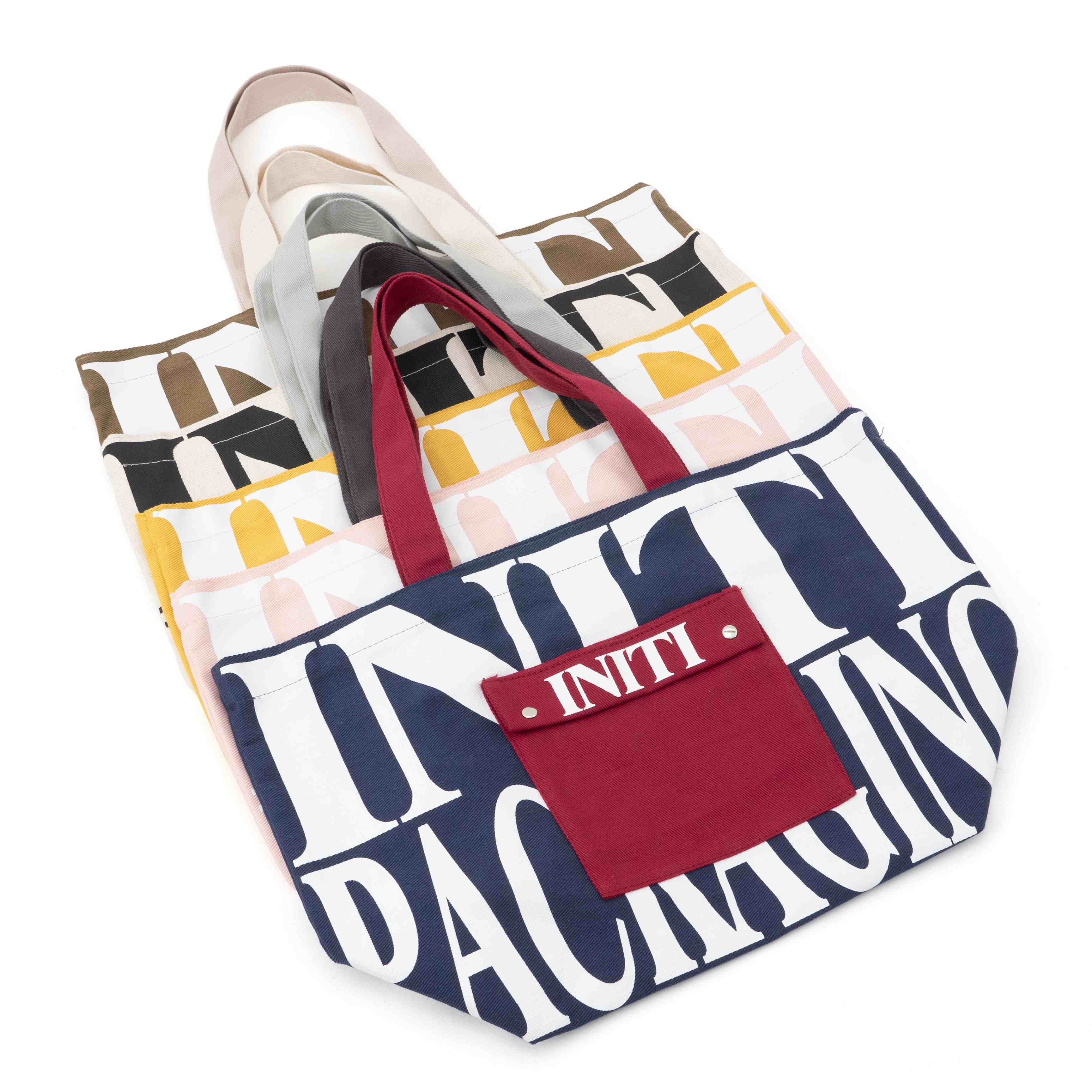 Custom Printed Cotton Canvas Tote Bag with Snap-Closure Front Pocket