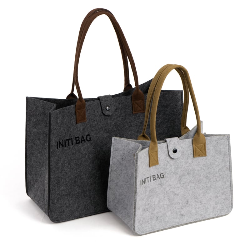 Snap-Closure Felt Shopper Bag