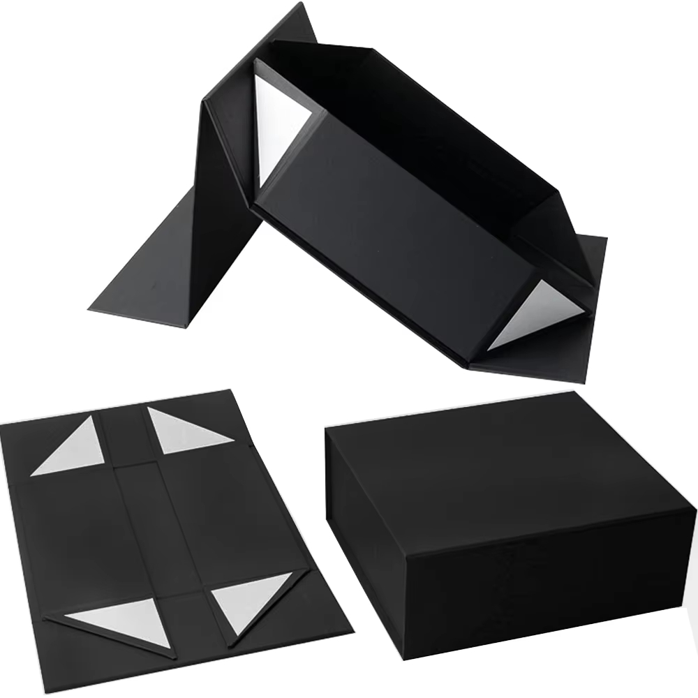 Magnetic Closure Rectangle Collapsible Ribbon Gift Box with Lid for Present Jewelry Gift