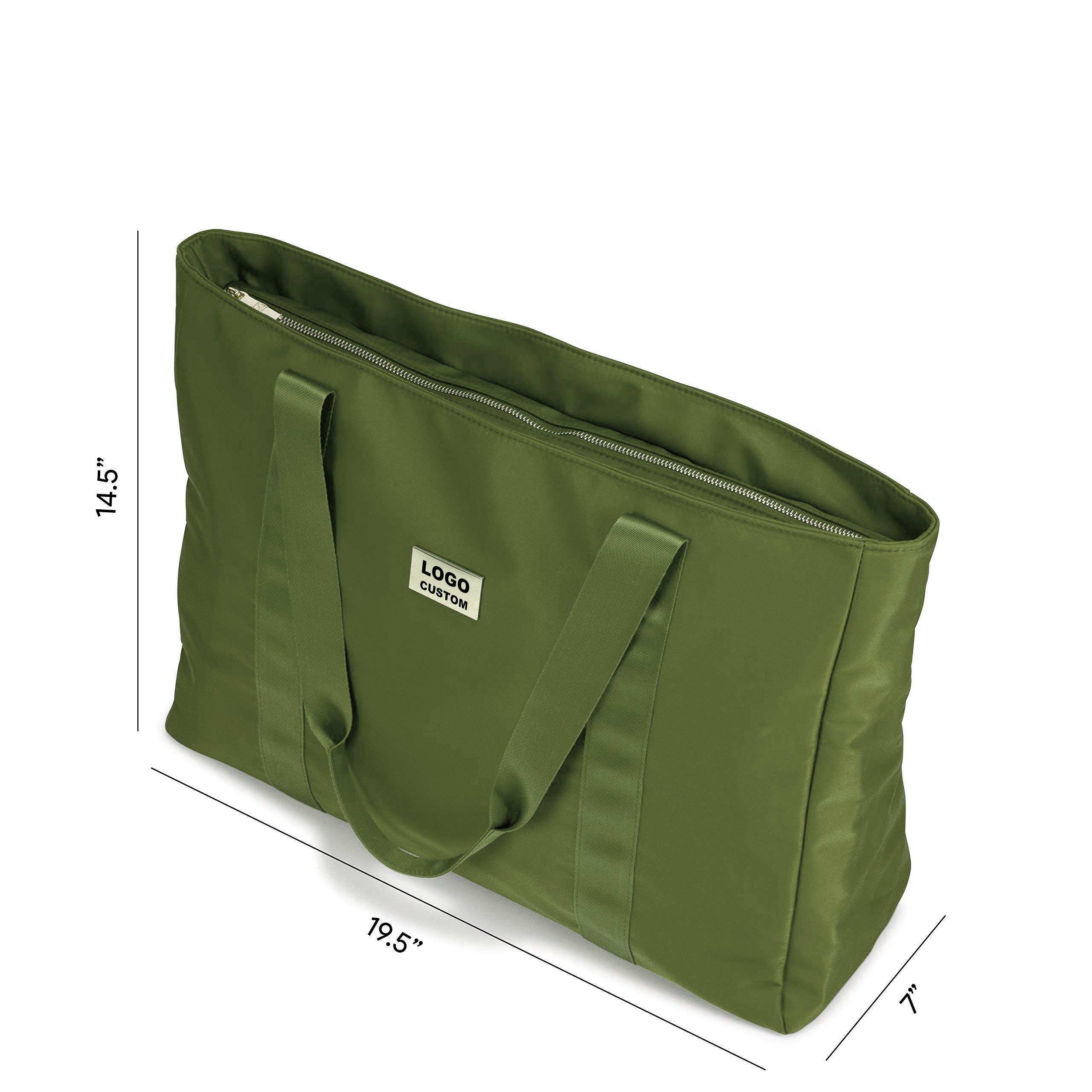 Large Zip-Top Nylon Travel Tote Bag