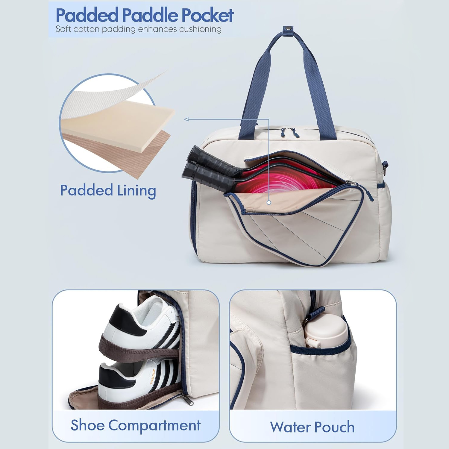 21L Pickleball Duffle Bag with Padded Paddle Pocket