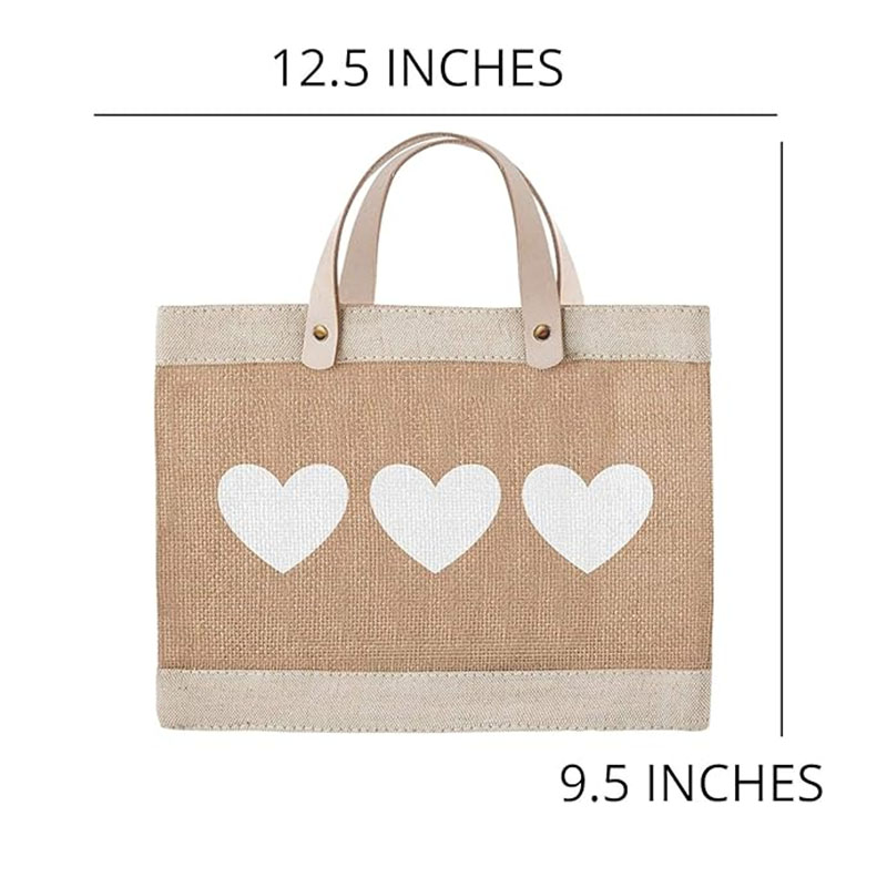 Custom Jute Tote Bag with Leather Handles
