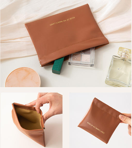 PU Leather Spring Frame Cosmetic Pouch