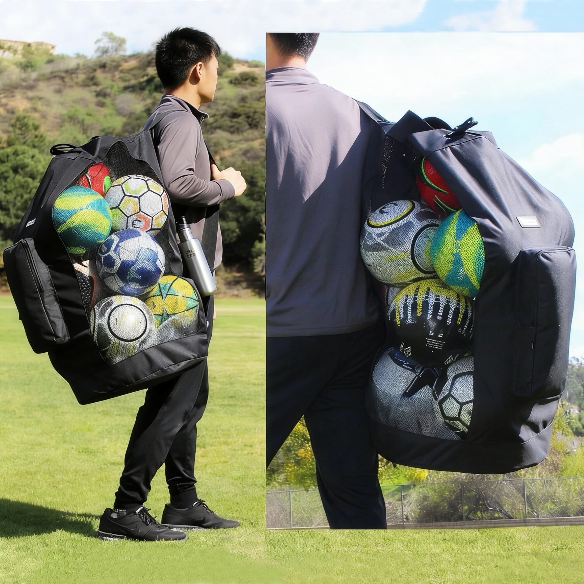 Mesh Sports Ball Bag with Shoulder Strap