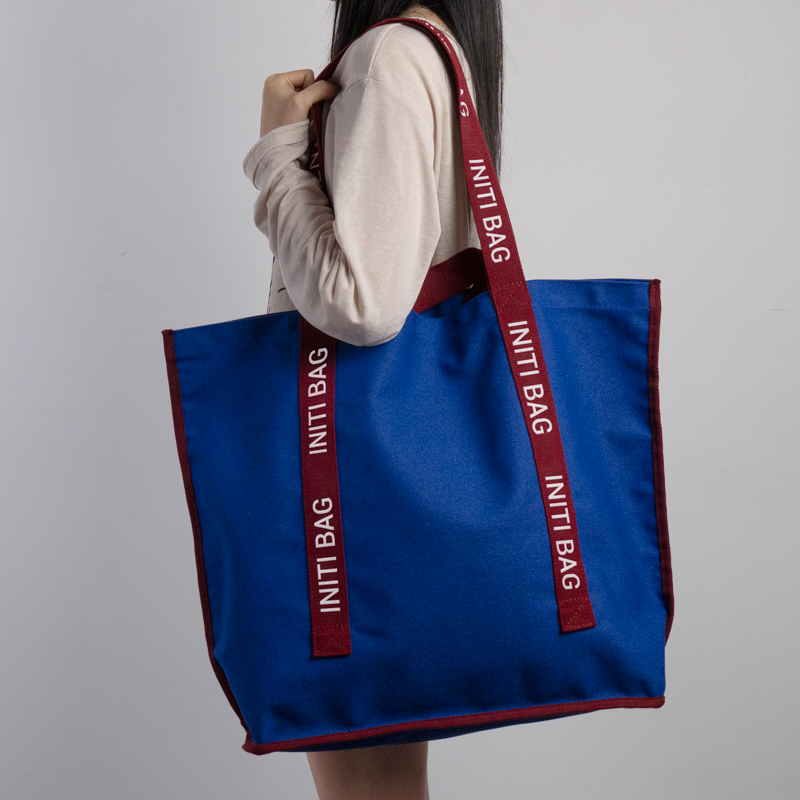 Large Logo Webbing Canvas Tote Bag