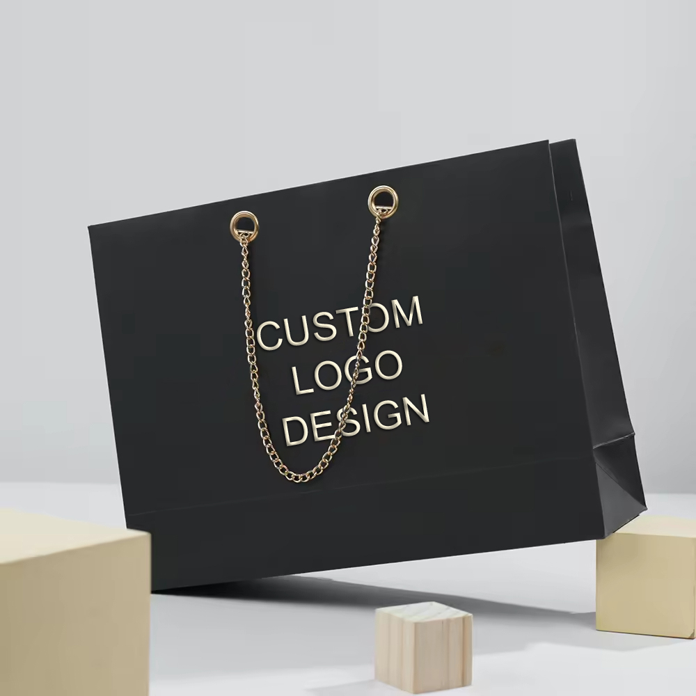 Luxury Paper Gift Bag with Gold Chain Handle