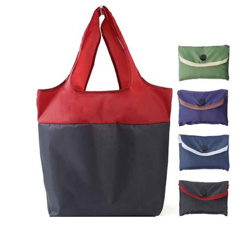 Foldable Two-Tone Shopping Tote Bag
