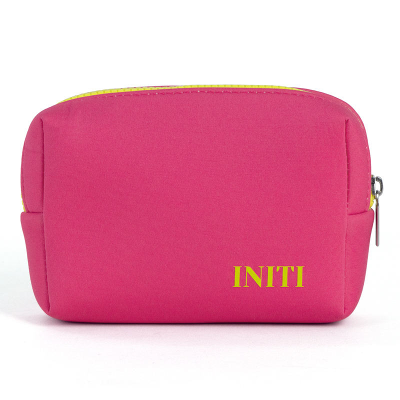 Compact Padded Cosmetic Pouch with Contrast Zipper