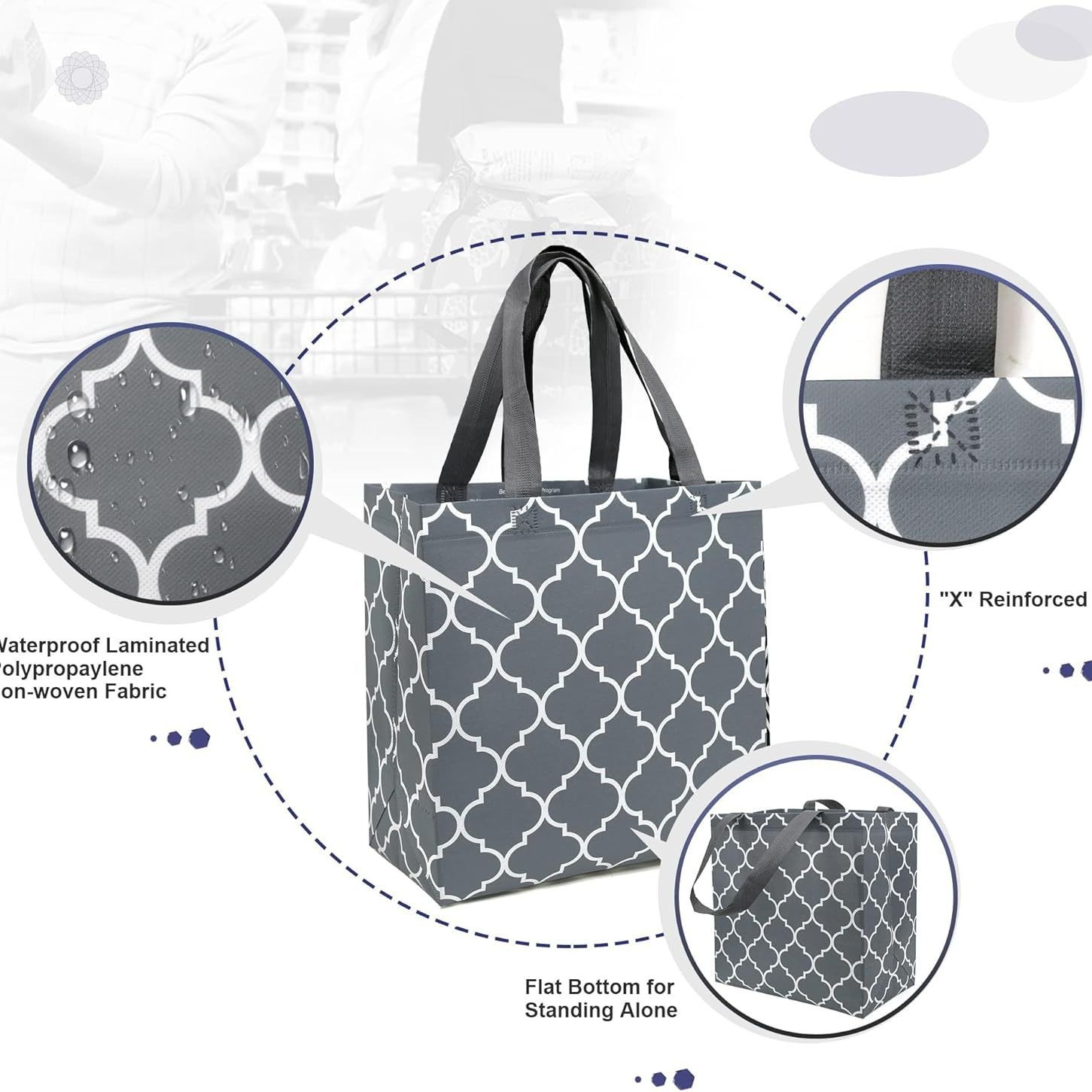 Waterproof RPET Eco-Friendly Shopping Tote Bag