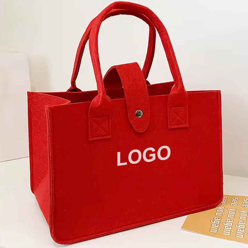 Custom Felt Tote Bag with Snap Closure