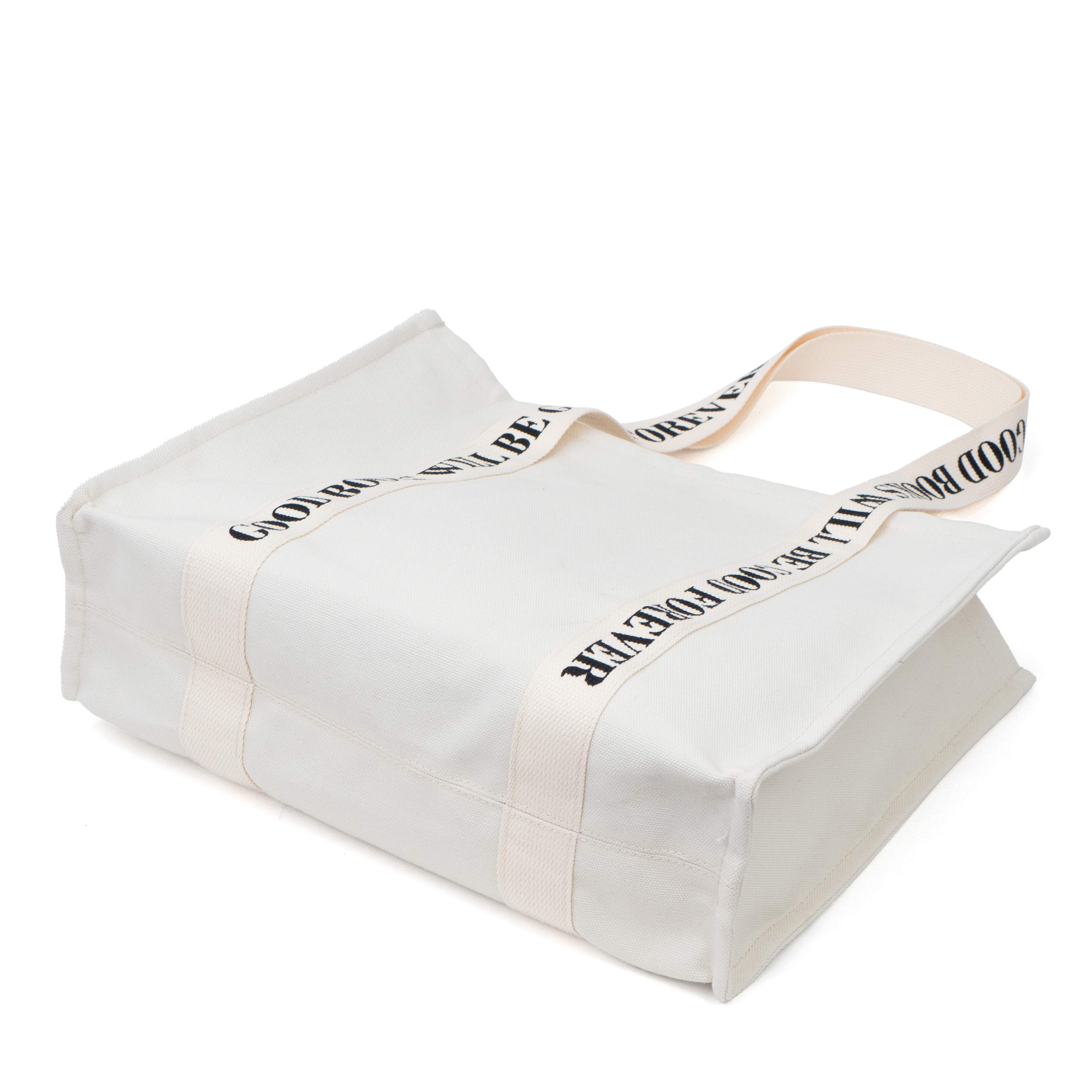 Zippered Canvas Tote Bag with Printed Shoulder Handles