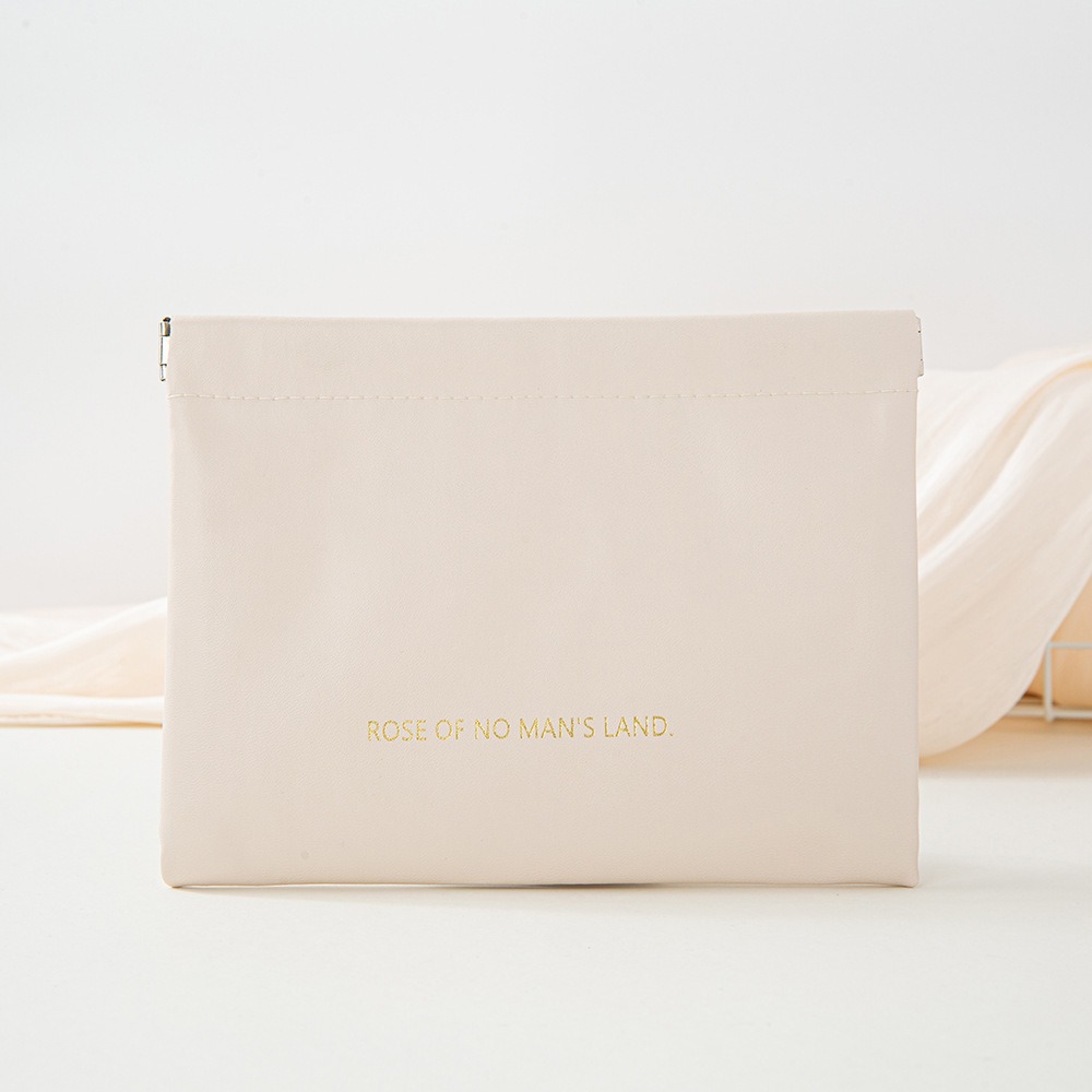 PU Leather Spring Frame Cosmetic Pouch