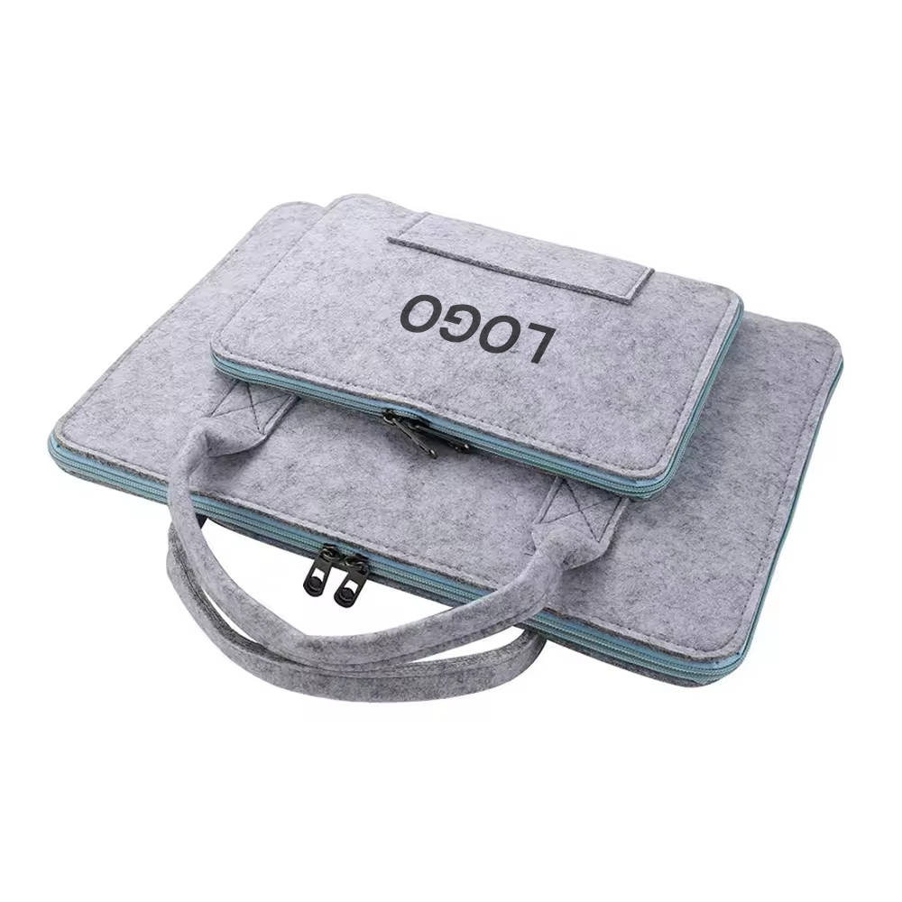 Slim Felt Laptop Sleeve Bag with Handle and Front Pocket