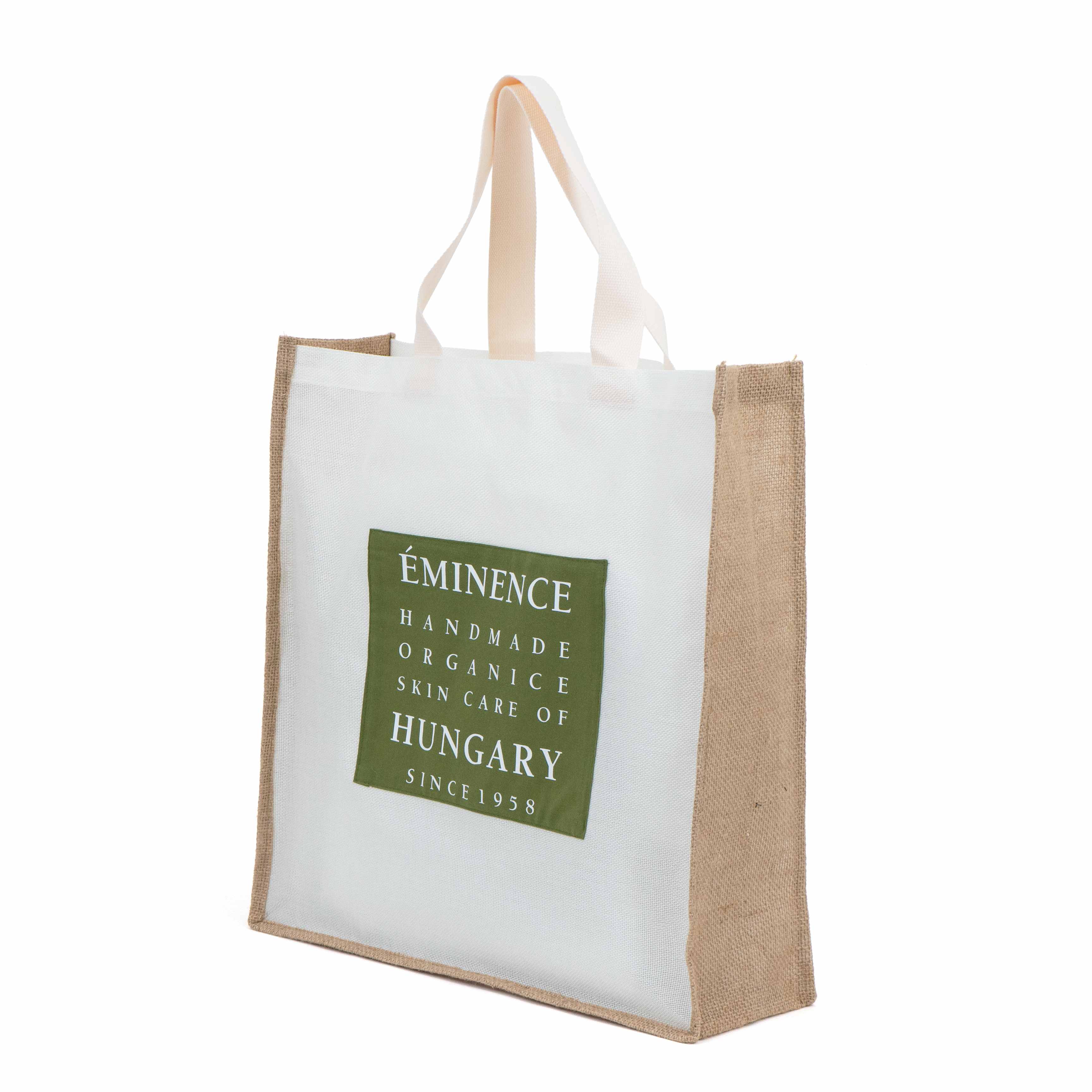 Custom Jute Gusset Tote Bag with Canvas Panels