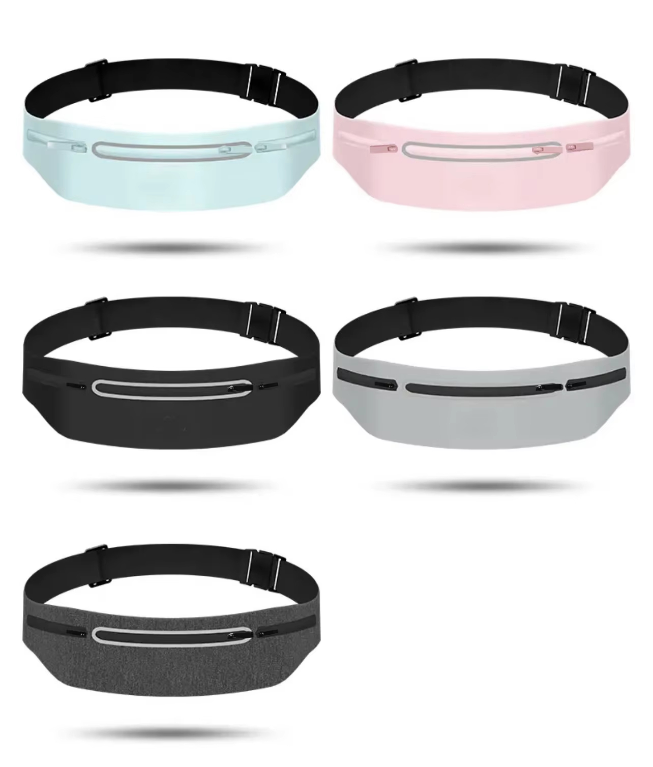 Tas Sabuk Pinggang Ultra Tipis untuk Lari dengan Ritsleting Reflektif