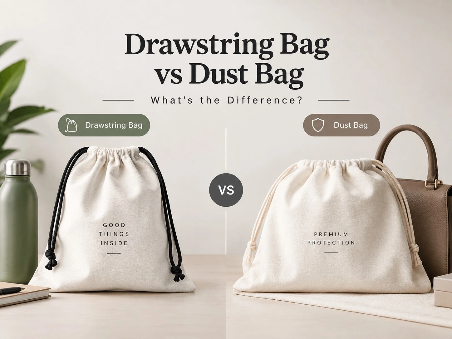 Bolsa con cordón tirador frente a bolsa protectora: ¿cuál es la diferencia?