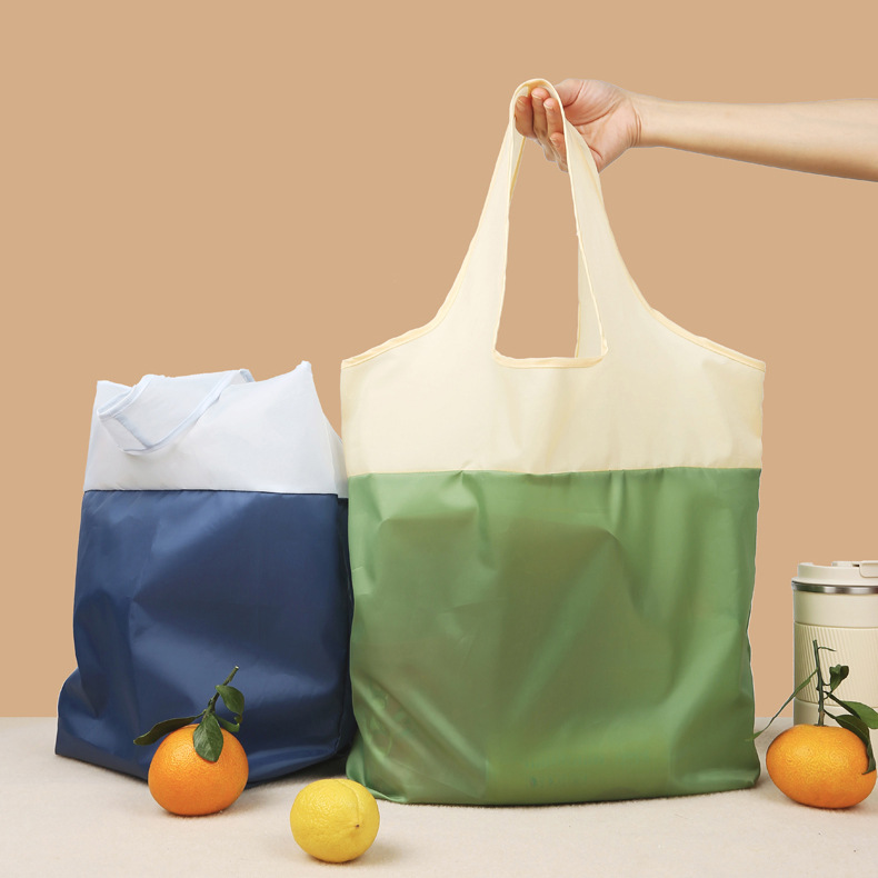 Foldable Two-Tone Shopping Tote Bag