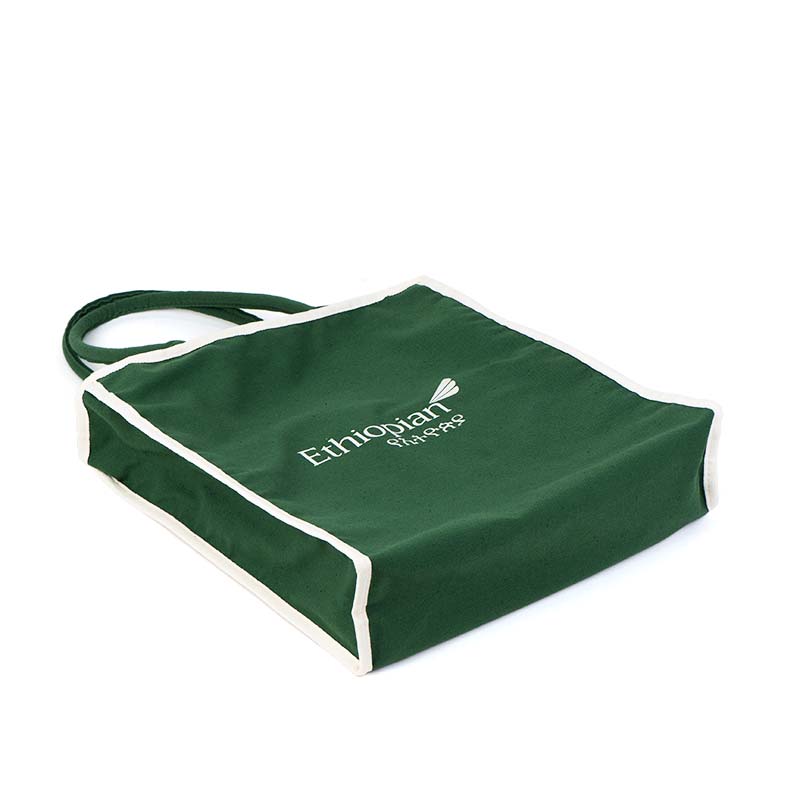 Contrast-Trim Zip-Top Canvas Tote Bag