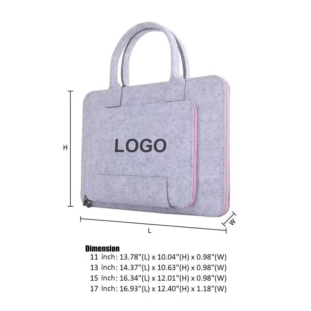 Slim Felt Laptop Sleeve Bag with Handle and Front Pocket