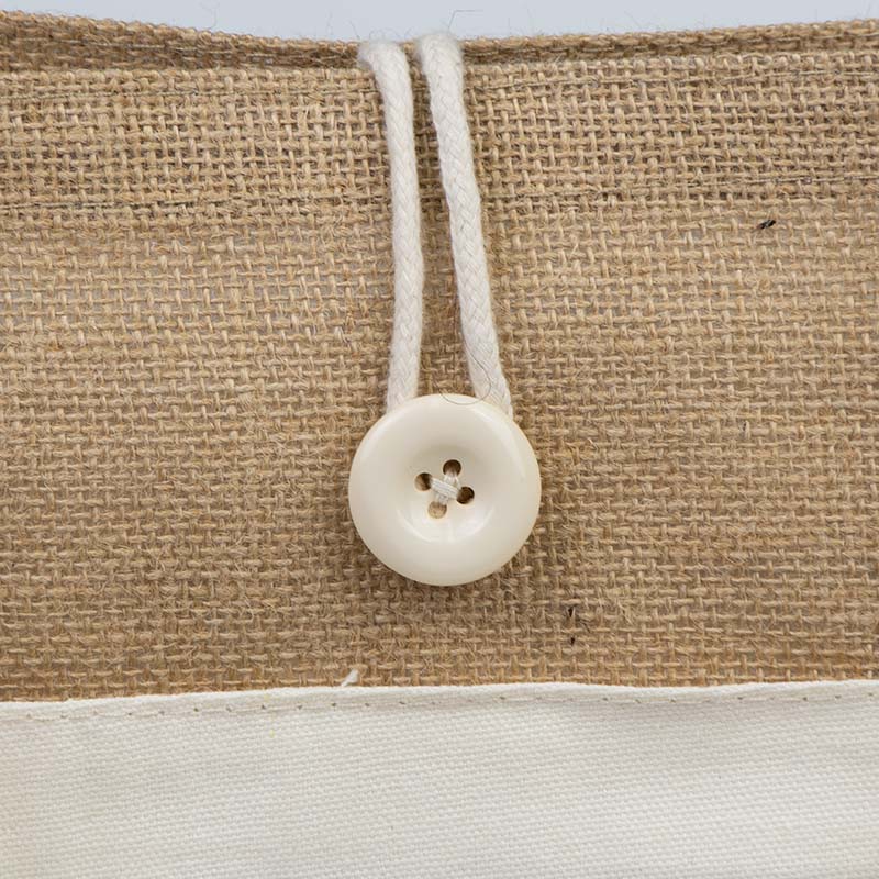 Jute Tote Bag with Canvas Front Pocket