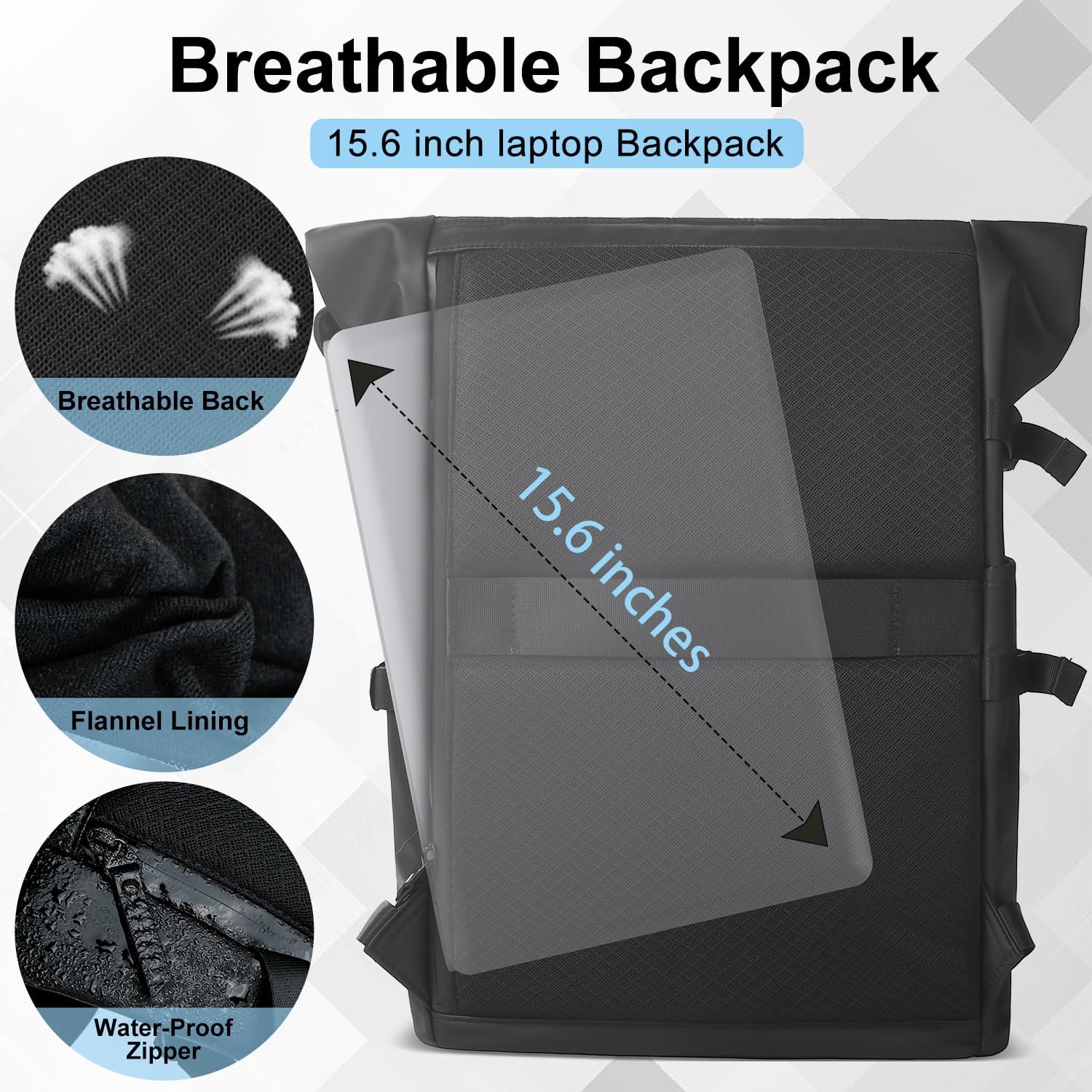 Roll-Top Laptop Backpack with USB Port